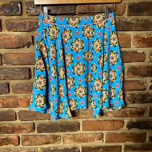 Flying Tomato Blue Neon Floral Print Stretchy Mini Skirt Women's Size Small